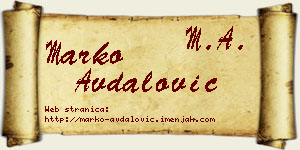 Marko Avdalović vizit kartica
